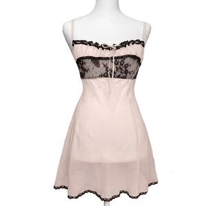 VICTORIA’S SECRET Y2K Vintage Silk Pink Lace Slip Babydoll Mini Dress